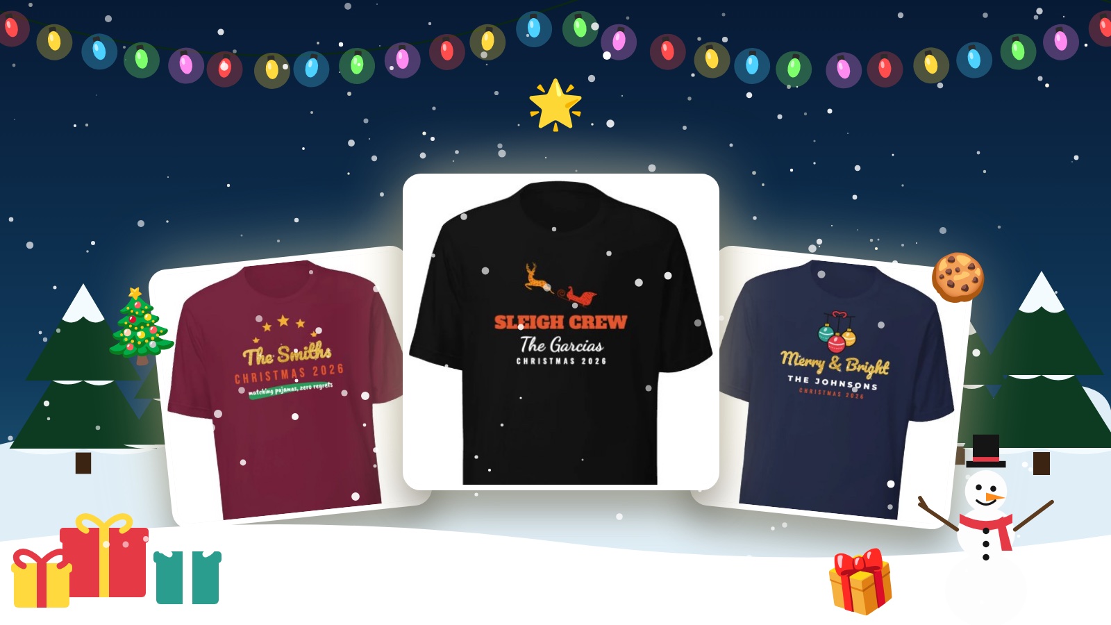 Matching family Christmas, Sleigh Crew and Merry & Bright shirts